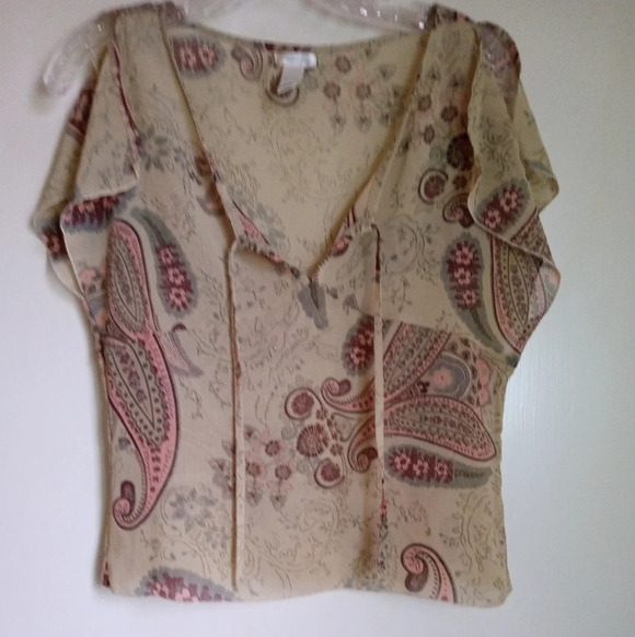 Old Navy Tops - Old Navy short sleeve semi sheer paisley crop top women's size large